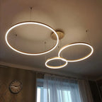 Minimalist Brushed Ring Pendant Light in Gold and Black