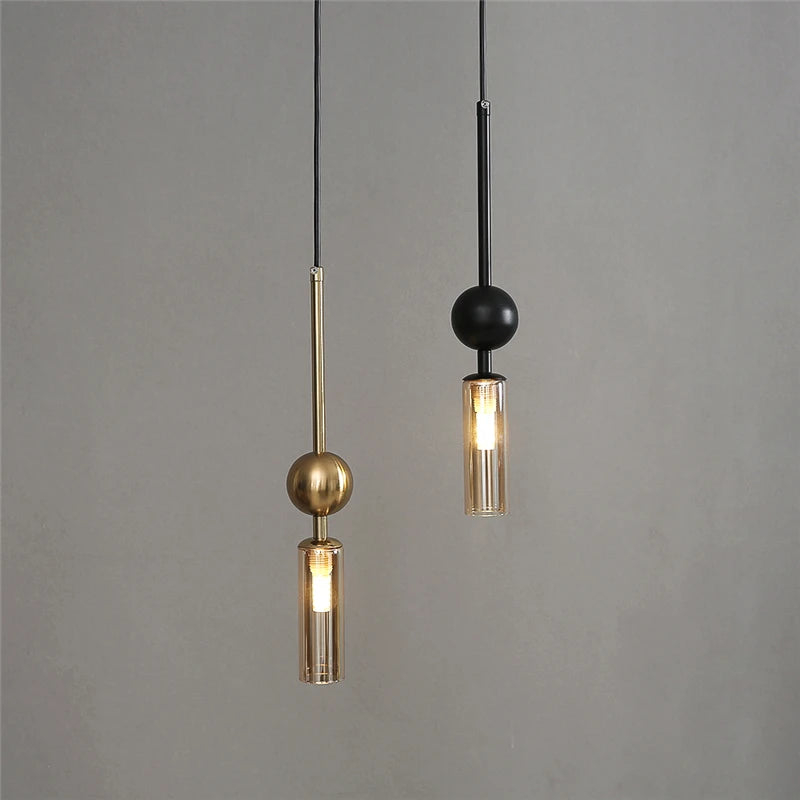 Nordic Gold and Black Glass Pendant Light