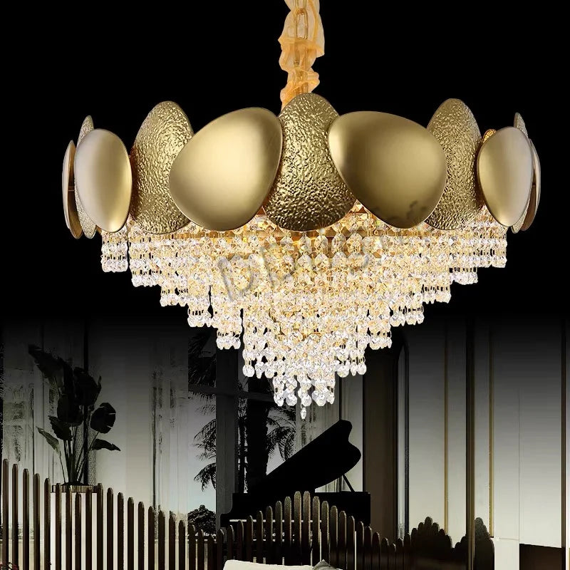 DecorBites™ Crystal Tassles LED Pendant Chandelier | Modern Luxury Living Room Ceiling Light