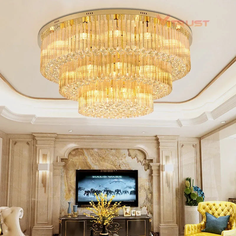 DecorBites™ مصباح سقف كريستالي كبير: تركيبات إضاءة أنيقة للمنزل والفنادق