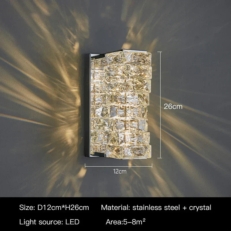 DecorBites™ Crystal Wall Sconce: Elegant Bedroom & Living Room LED Wall Lamp