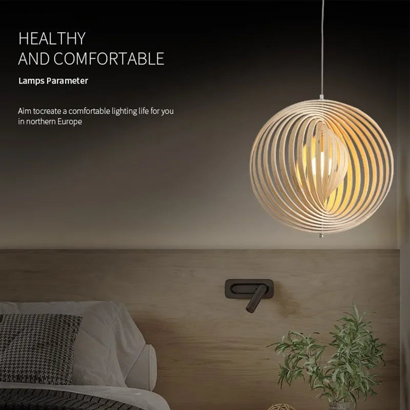 ثريا خشبية معلقة على شكل قمر ياباني من DecorBites™ لديكور المنزل
