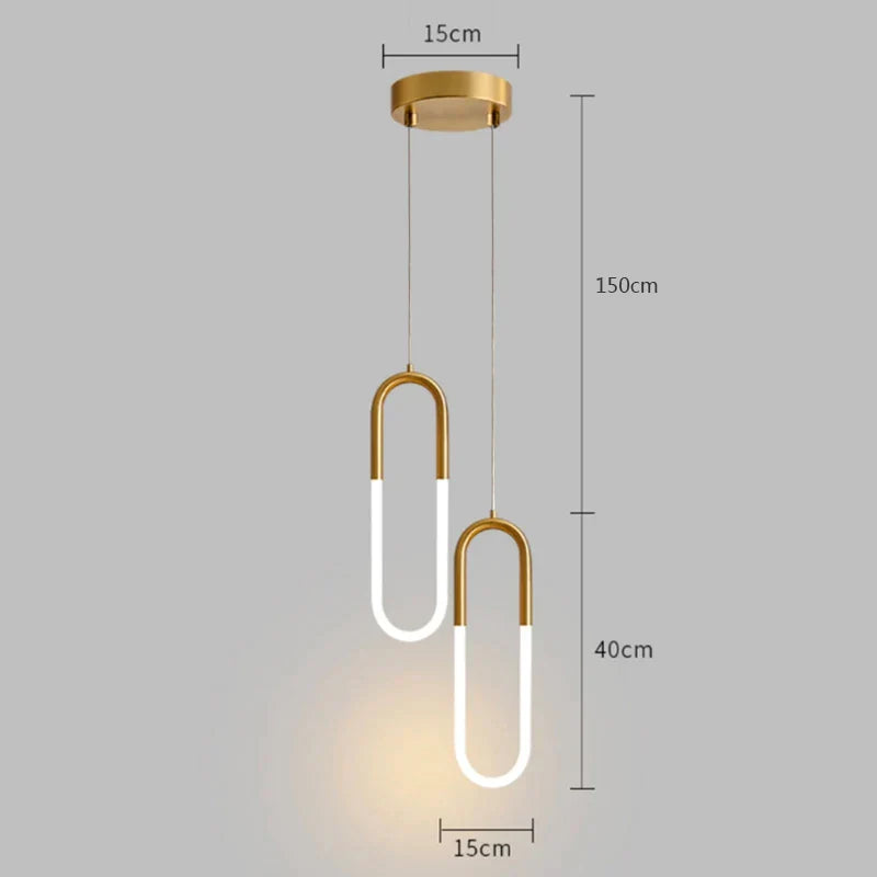 مصباح متدلي LED ذهبي أسود DecorBites™: رأس واحد/مزدوج، مصباح معلق بخط طويل