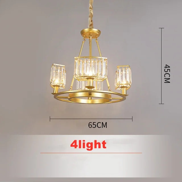 DecorBites™ Copper Crystal Chandelier: Modern LED Ceiling Light for Home Deco & Ambiance, Living, Dining, Bedroom