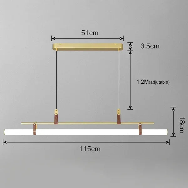 DecorBites™ Eden Modern Black Gold Leather Tube LED Pendant Chandelier