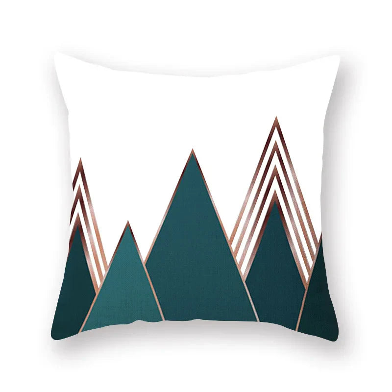 DecorBites™ Geometric Leaf Flower Pillowcase Teal Blue Sofa Car Home Decor Throw Cover