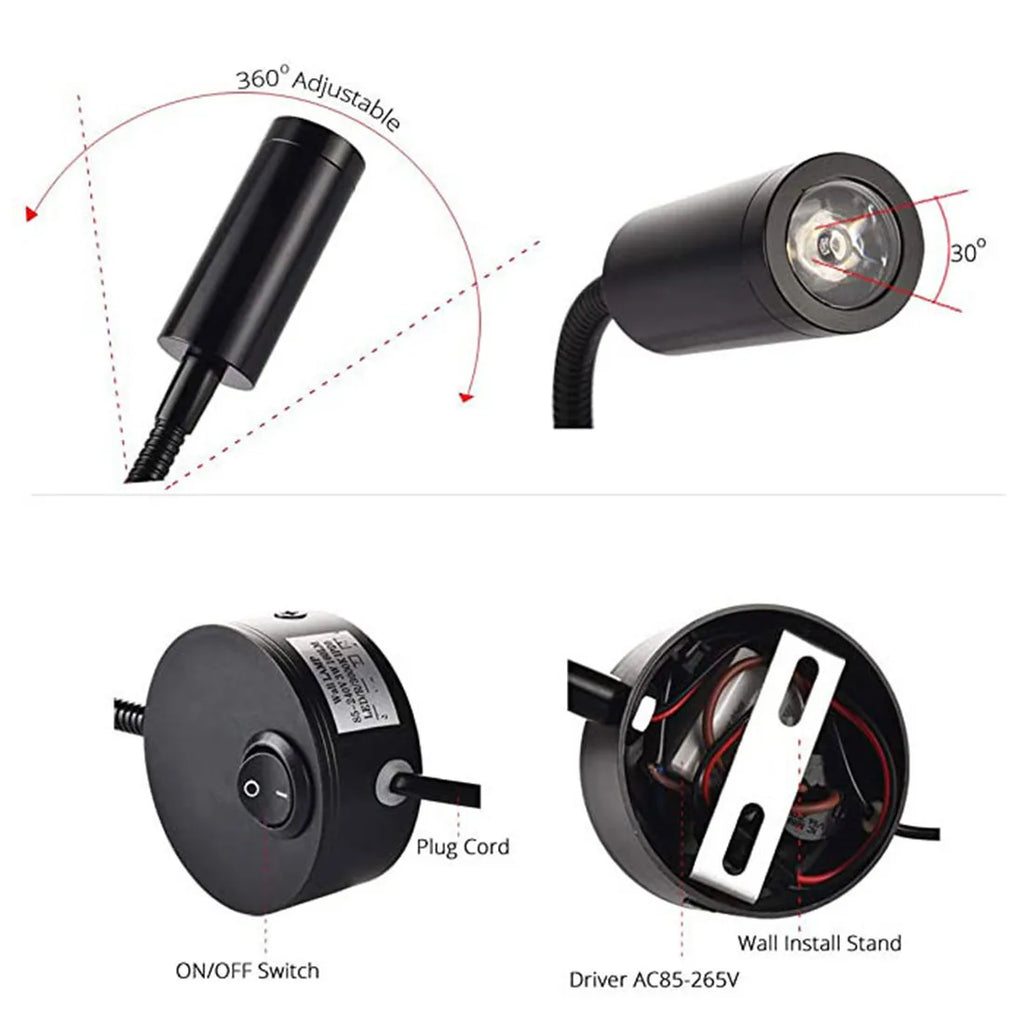 DecorBites™ LED Wall Lamp Set: 2pcs 3W 4000K Plug-in Bedside Sconces for Reading Headboard.