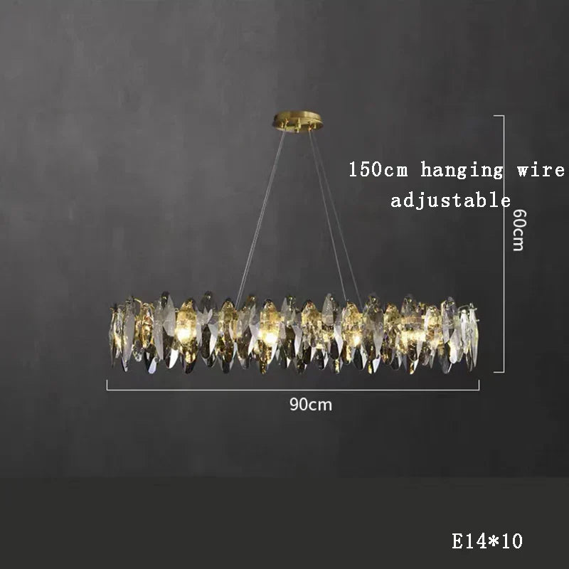 DecorBites™ كريستال 2024 ثريا إضاءة LED لغرفة الطعام والمعيشة