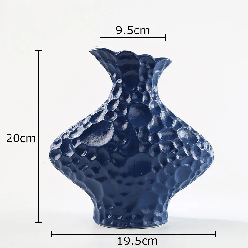 DecorBites™ Frosted Ceramic Vase Artificial Floral Decor Desk Decoration Modern Flower Arrangement