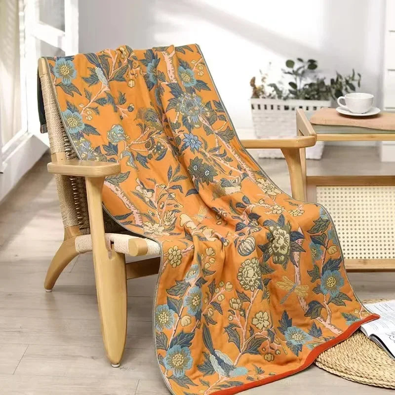 DecorBites™ Cotton Gauze Floral Adult Bath Towel - Quick-Dry & Soft