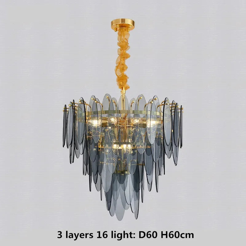 DecorBites™ Gold Metal Chain LED Pendant Lights for Modern Luxury Living Room