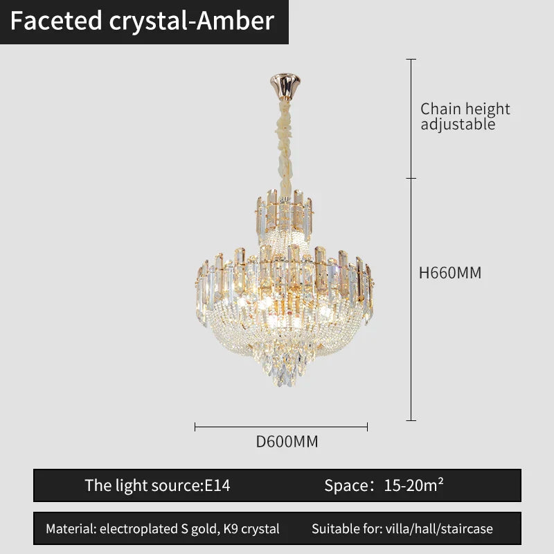 DecorBites™ French Bead Chain Crystal Chandelier for Luxury Spaces