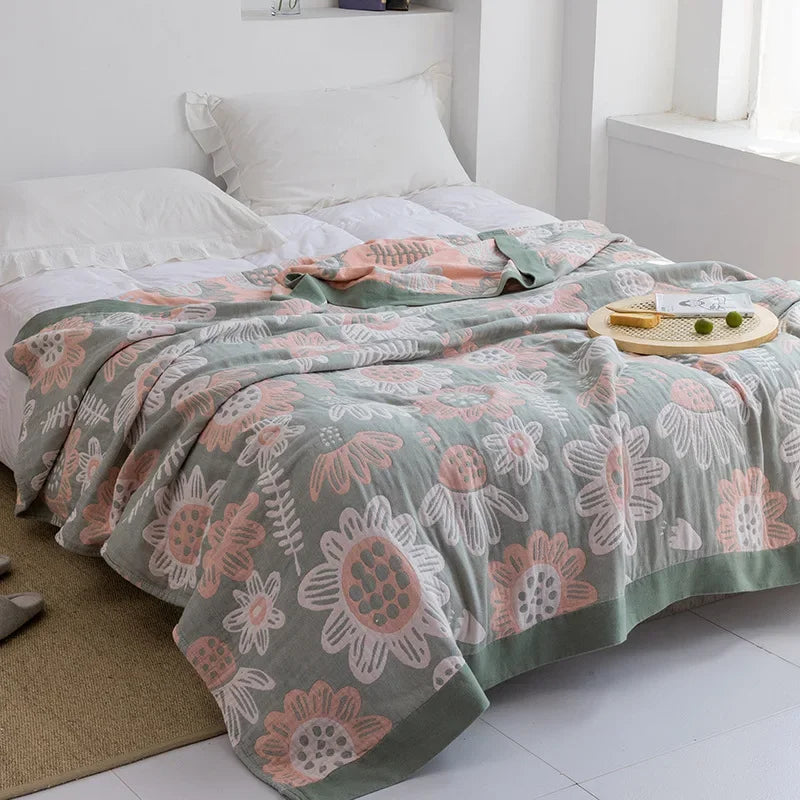DecorBites™ Cotton Gauze Towel Throw Blanket - Soft and Cozy Bedspread for All Seasons