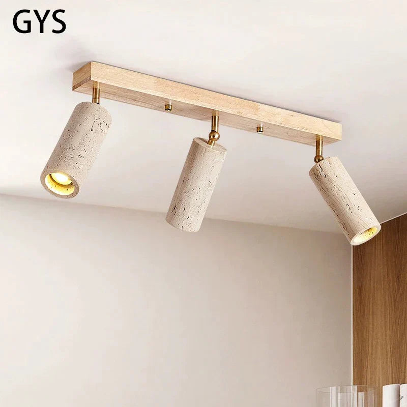 DecorBites™ 3-Head LED Ceiling Spotlight for Living Room, Clothing Store - Stone Wood Spot Light