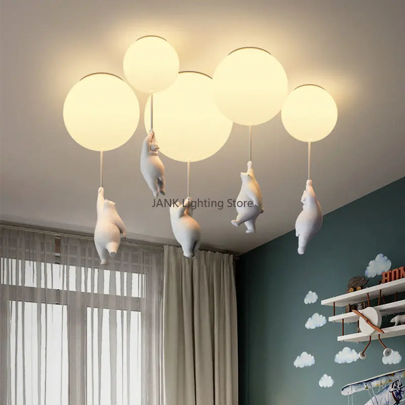 DecorBites™ ثريا إضاءة سقف بتصميم كرتوني باندا دب قطبي للأطفال لغرفة نوم الأولاد والبنات