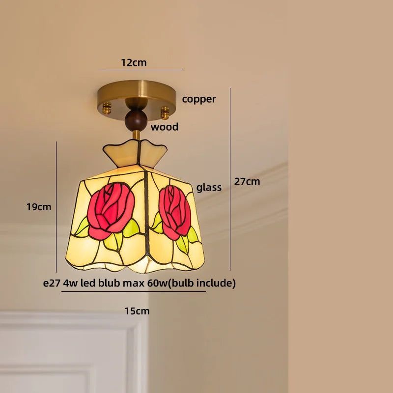 DecorBites™ Amber Ice Crack Glass Wood Ceiling Light - Nordic Modern LED Fixture