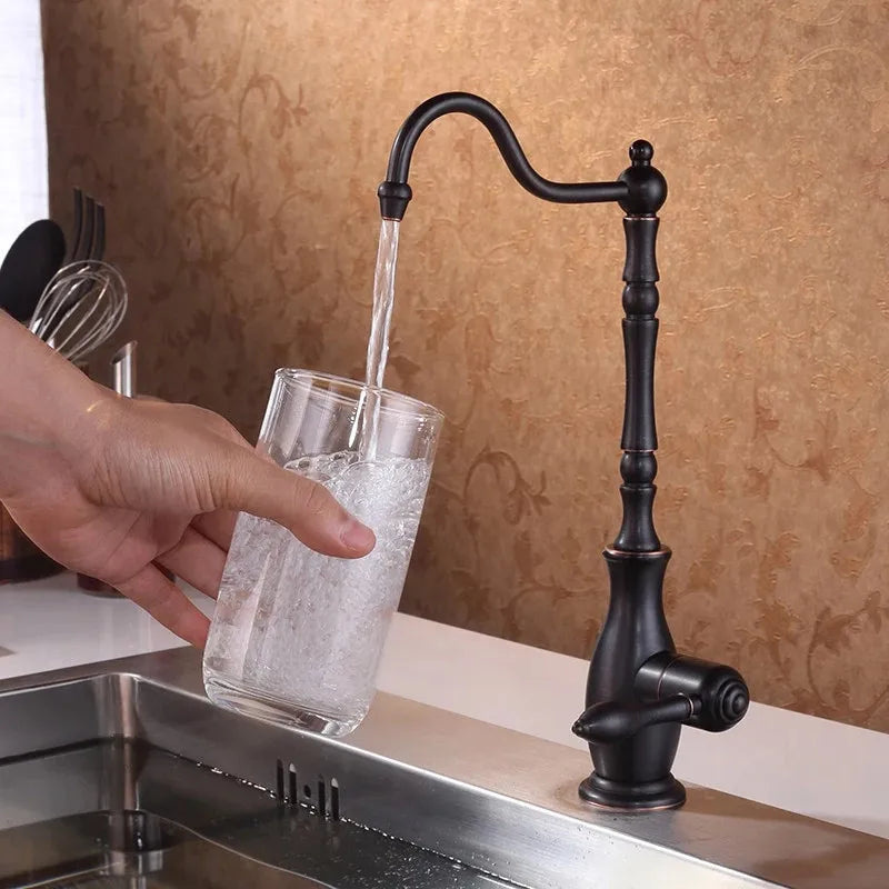 DecorBites™ Gold Kitchen Sink Faucet حنفية مياه باردة 360 درجة قابلة للدوران من النحاس الصلب