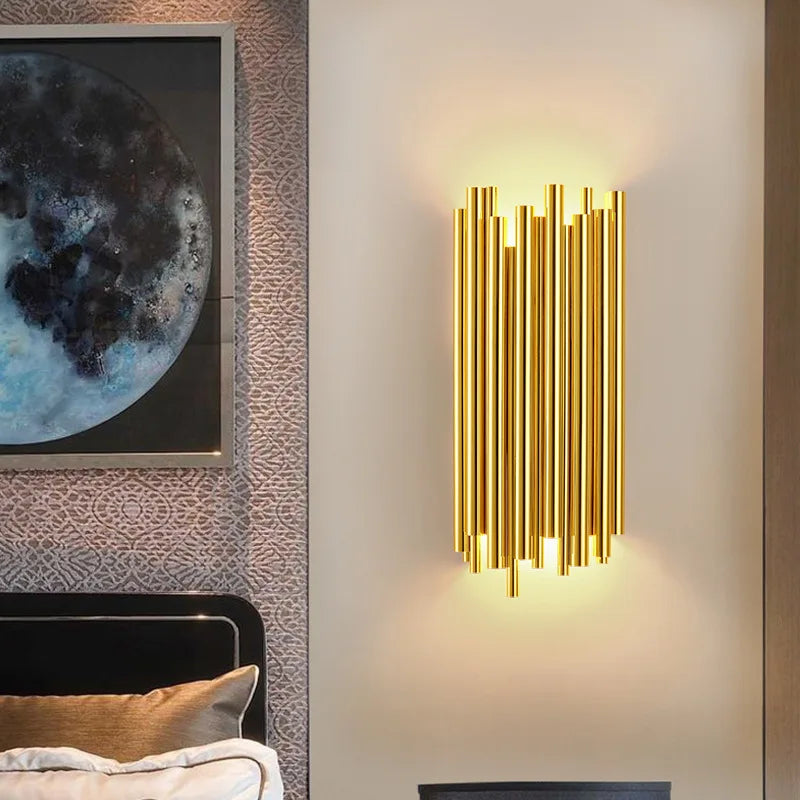 مصابيح حائط كريستال ذهبية من DecorBites™: شمعدان LED أنيق لغرفة النوم وغرفة المعيشة والحمام