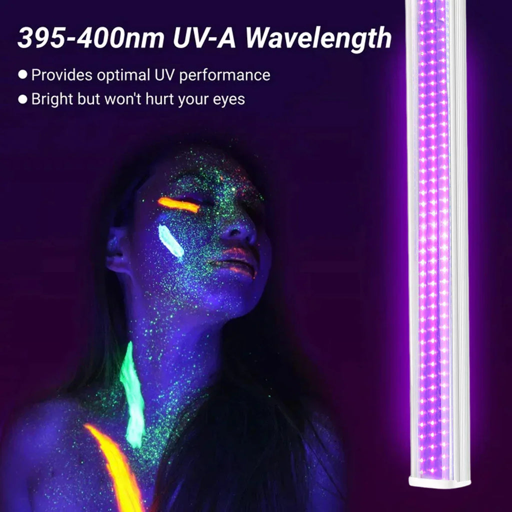 DecorBites™ 144 LED UV Glow Black Light Bar: Party Disco DJ Halloween Decor