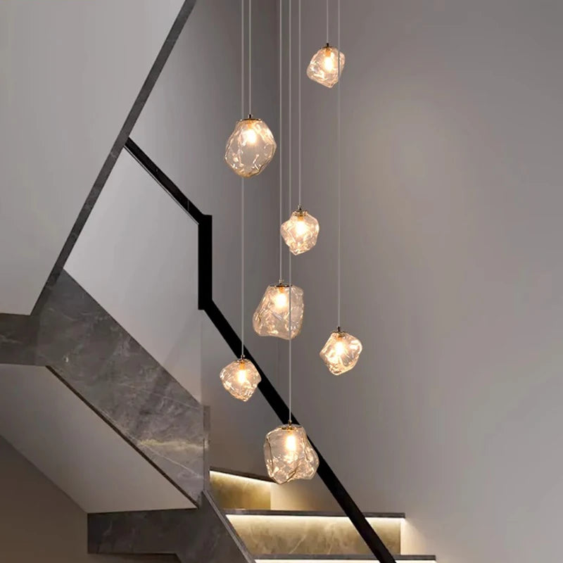 Modern Ring Pendant Chandelier in Iron, Acrylic, Glass