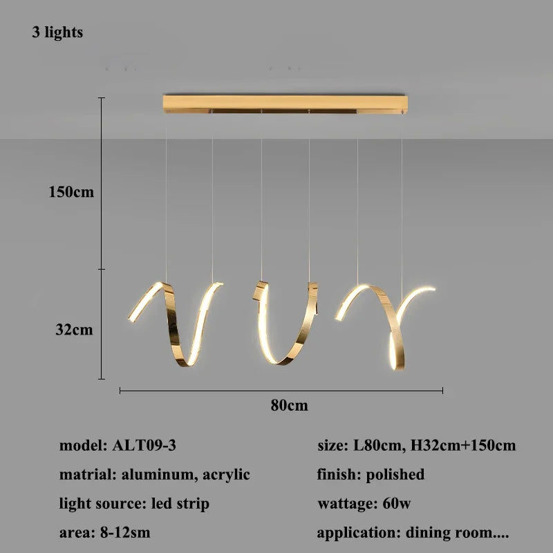مصابيح معلقة LED غير منتظمة من DecorBites™ باللون الذهبي لإضاءة غرف المعيشة والطعام العصرية