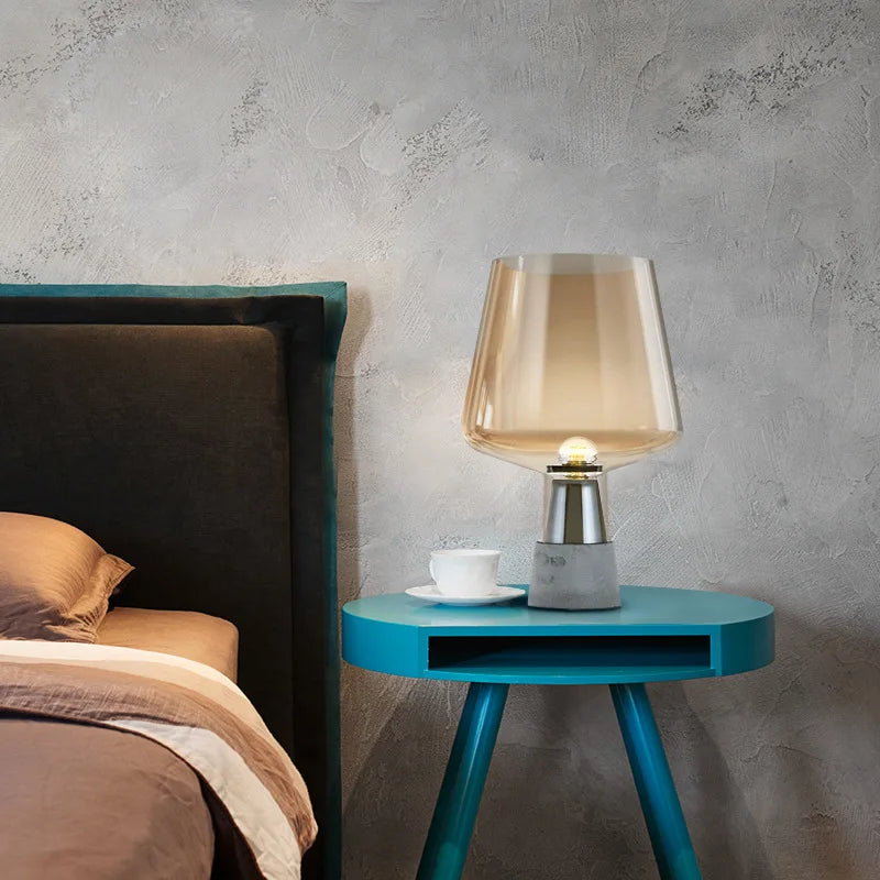 DecorBites™ Leimu Cement Table Lamp - Modern Industrial Glass Desk Light