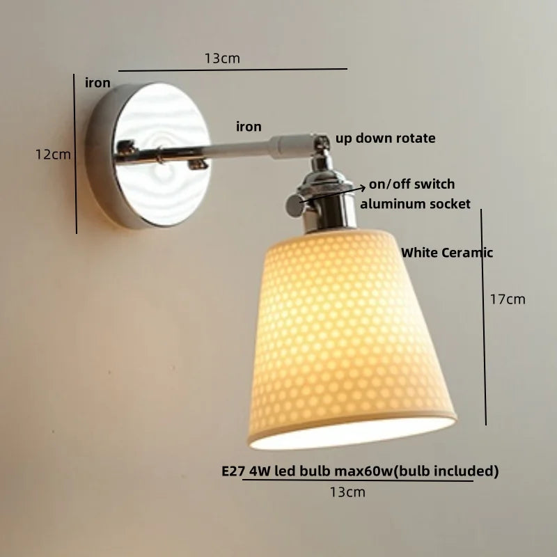 DecorBites™ Ceramic LED Wall Light Fixture Up Down Rotate Modern Style Bedside Lamp