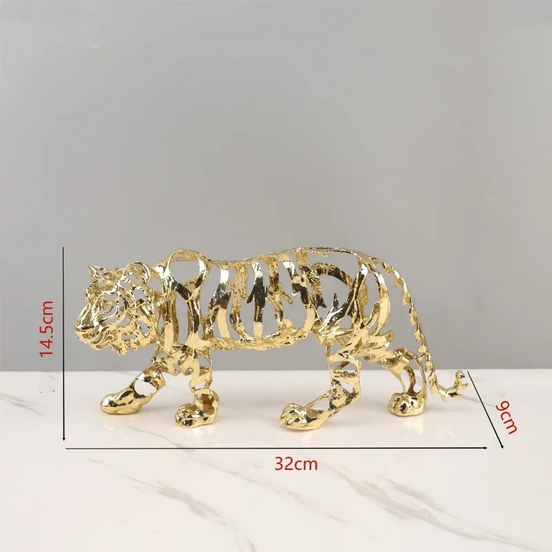 DecorBites™ Golden Openwork Animal Sculpture Set for Home Decoration