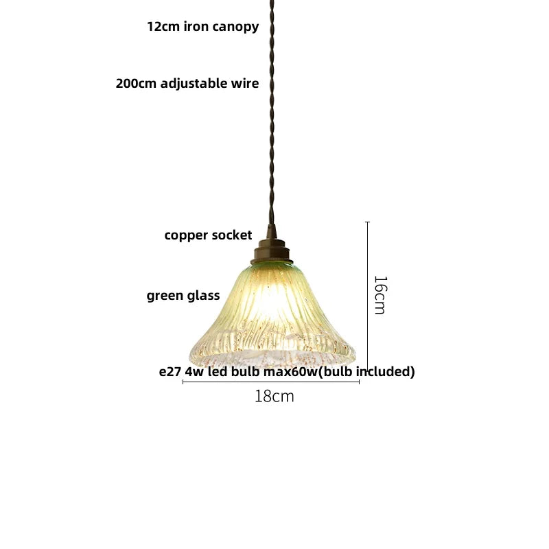 DecorBites™ Blue Glass LED Pendant Lights Adjustable Hanging Lamp Luminaire
