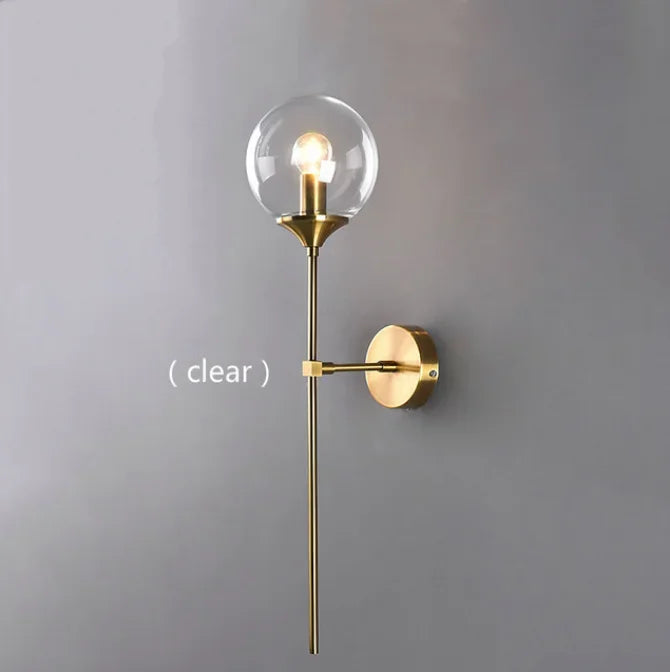 وحدة إضاءة جدارية زجاجية دائرية ذهبية من DecorBites™: تصميم إسكندنافي عصري لديكور المنزل