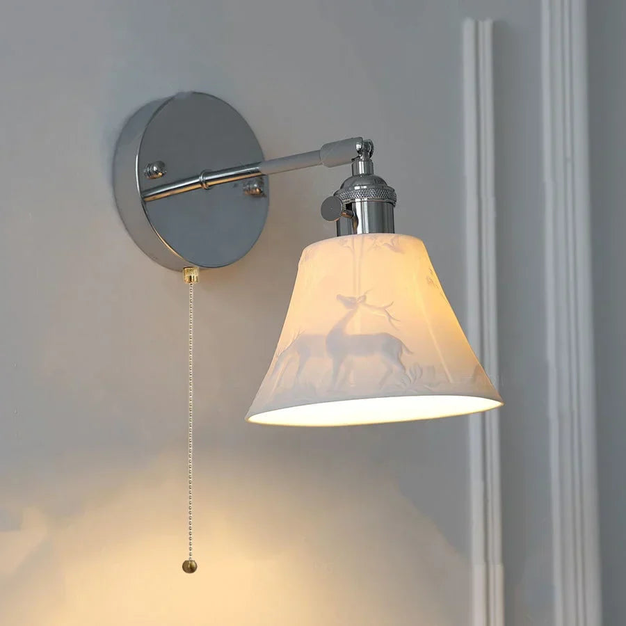DecorBites™ Iron Ceramic LED Wall Lights | Nordic Modern Pull Chain Switch Sconce Wandlamp