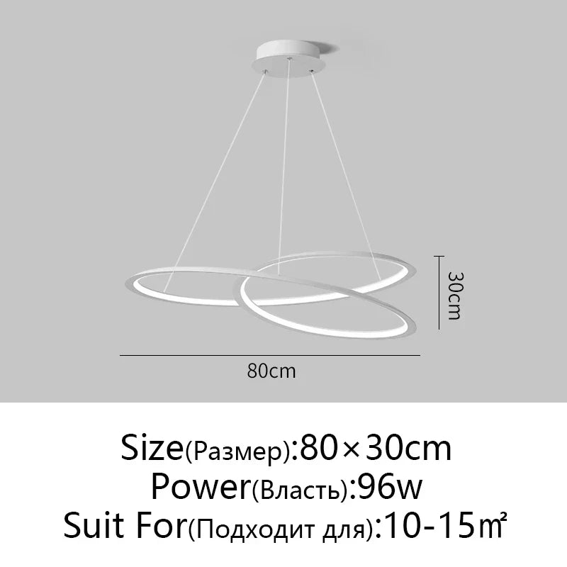 DecorBites™ Circular Black/White Chandelier for Living, Dining, and Kitchen Room