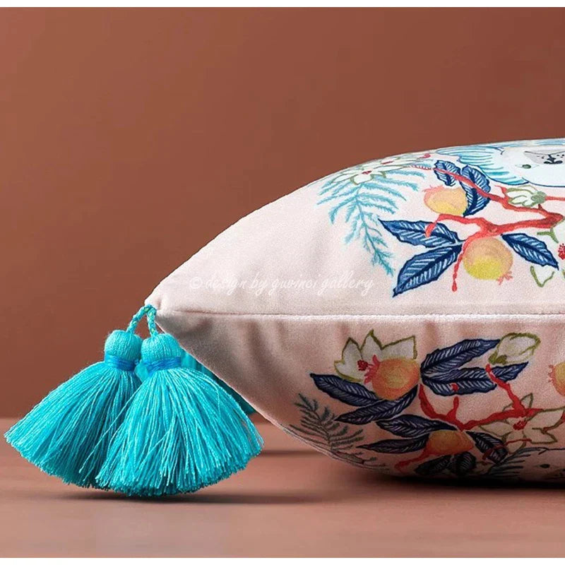 DecorBites™ Handmade Lumbar Pillow Case Lion Dog Floral Decorative Cover