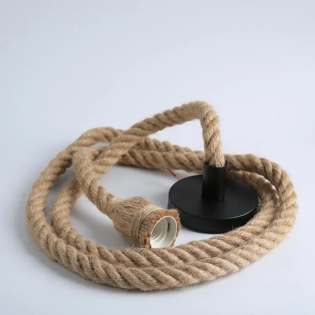 DecorBites™ Hemp Rope Pendant Lights Retro Loft Industrial Hanging Lamp for Living Room Home Decor