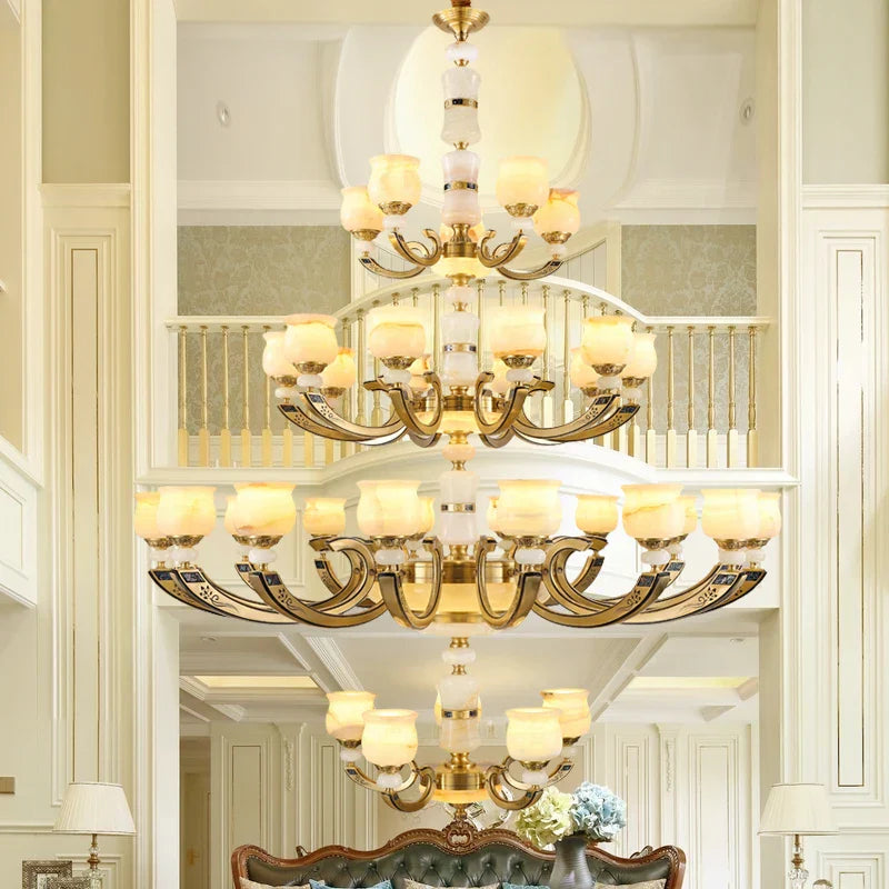 DecorBites™ Copper Jade Pendant Lamp: Modern Chinese Style Dining Room Decor for Villas