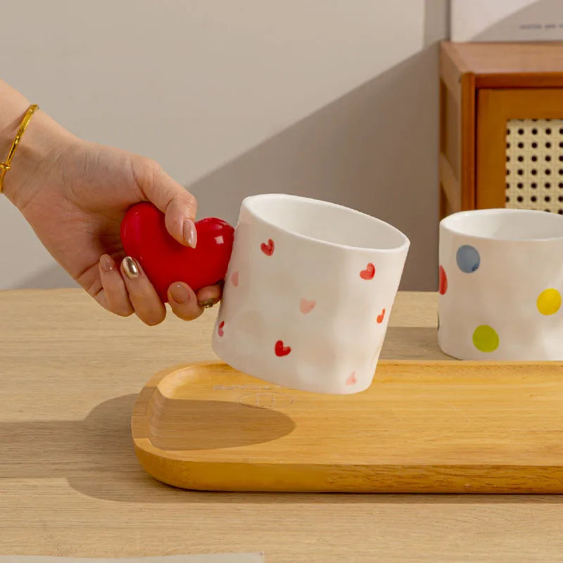 DecorBites™ Heart Design Ceramic Coffee Tea Cup Set