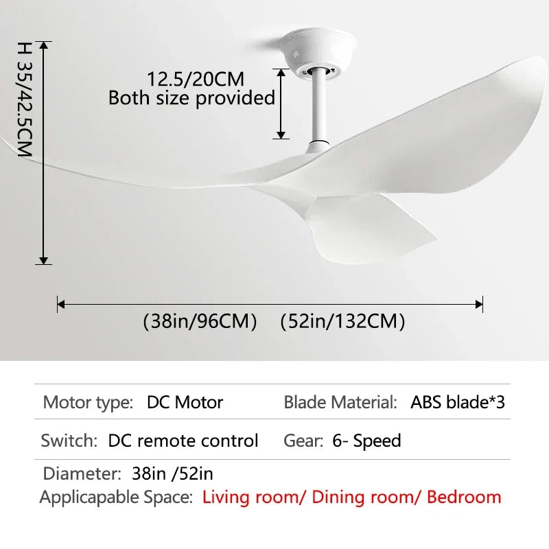 DecorBites™ 52 Inch DC Ceiling Fan with Remote Control for Living Room and Office