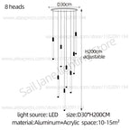 Modern Staircase Pendant Chandelier in Black or Gold