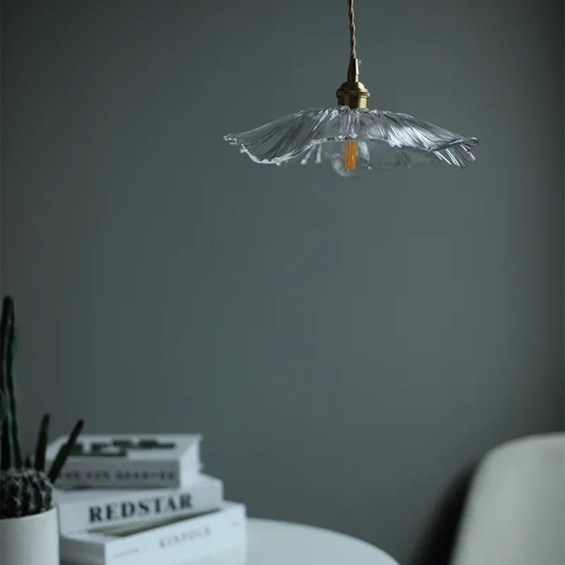 Vintage Flower Glass Pendant Light Fixture