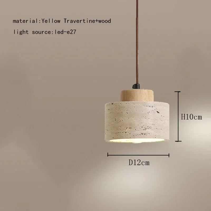 DecorBites™ مصباح معلق أنيق من حجر الترافرتين بتصميم وابي سابي لطاولات الطعام وجزر المطبخ