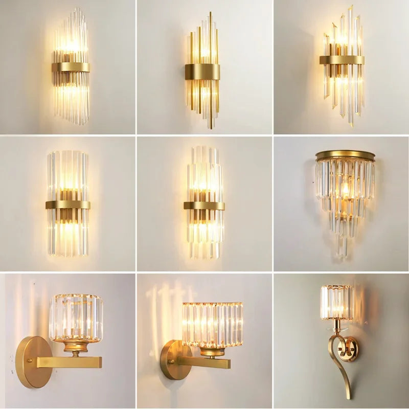 DecorBites™ Crystal Wall Lamp: Modern Luxury Wireless Rechargeable Sconce Light for Bedroom & Living Room