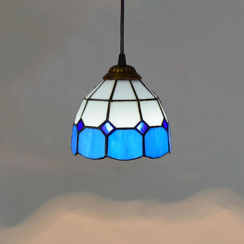 Mediterranean Mosaic Stained Glass Pendant Light