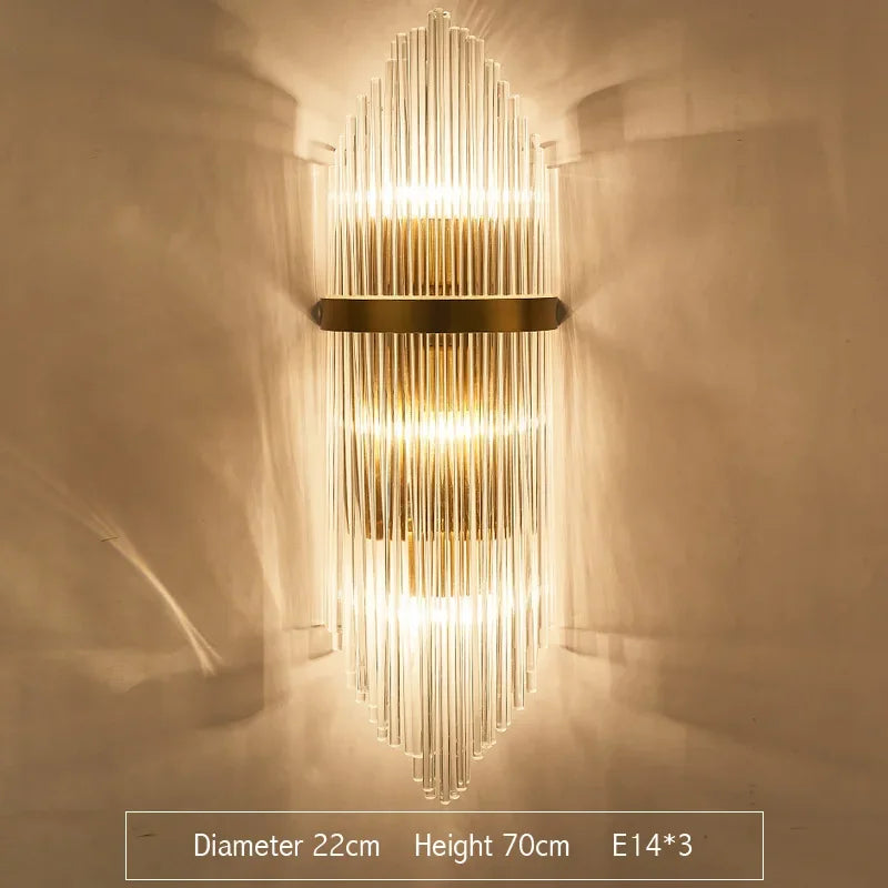 DecorBites™ Crystal Gold LED Wall Sconce for Bedroom Living Room Home Decoration