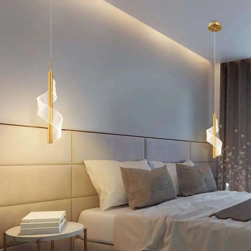 DecorBites™ Acrylic Spiral Pendant Lamp Bedroom Living Room Modern Nordic Drop Hanging Light