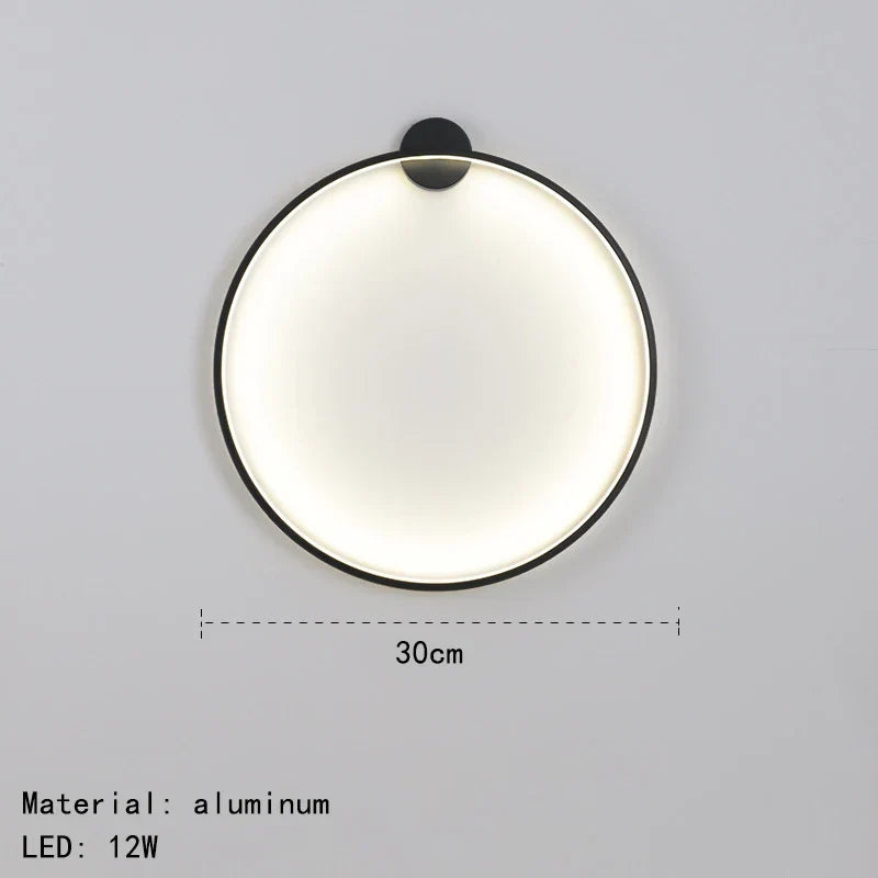 DecorBites™ مصباح حائط LED ذهبي أسود على شكل حلقة لغرفة المعيشة وغرفة النوم