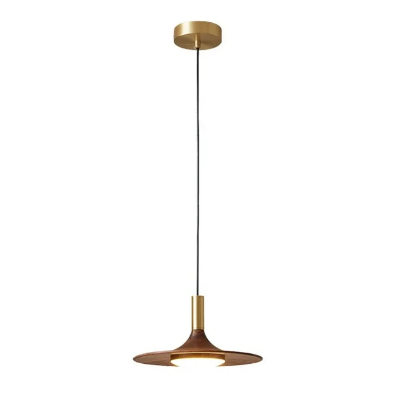 Walnut Three-Head Saucer Pendant Light
