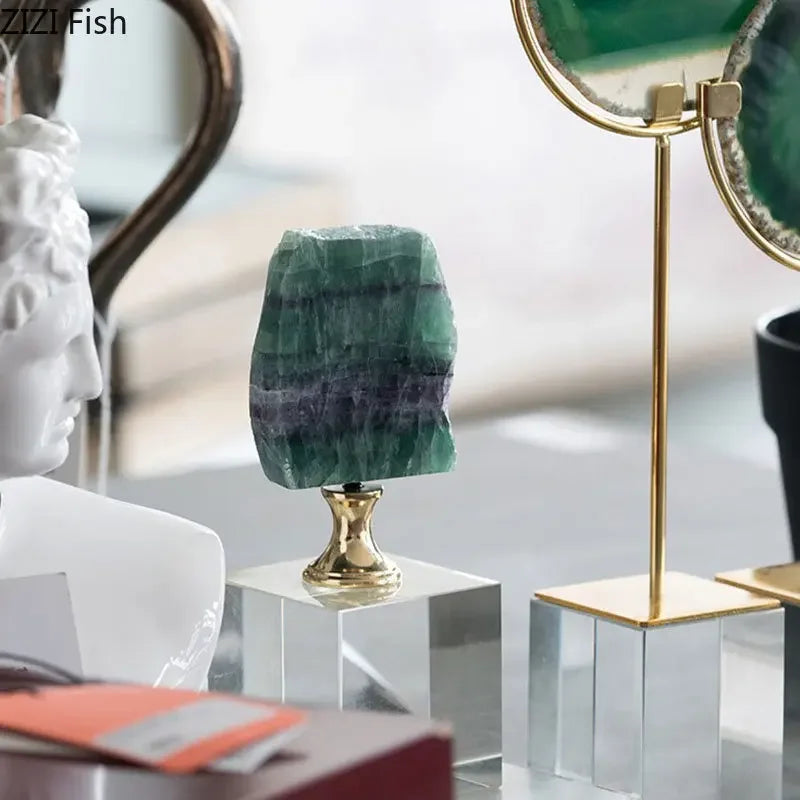 DecorBites™ Crystal Base Ornaments: Agate/Fluorite Artwork, Modern Crafts Room Decor