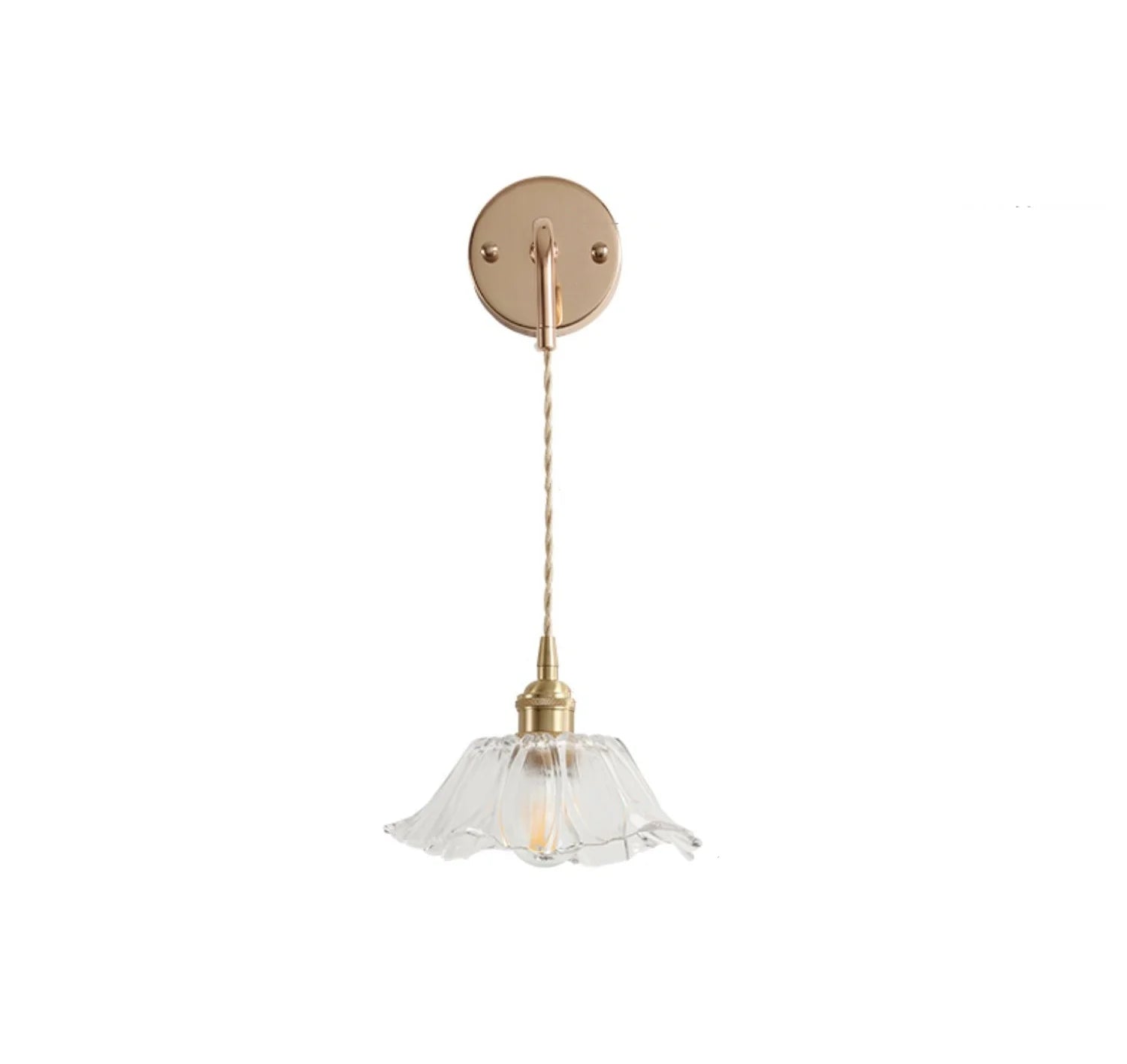 DecorBites™ Adjustable LED Wall Light Clear Glass Copper Bedside Lamp