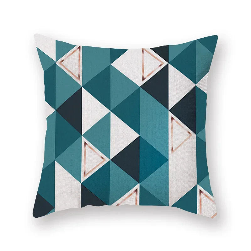 DecorBites™ Geometric Leaf Flower Pillowcase Teal Blue Sofa Car Home Decor Throw Cover