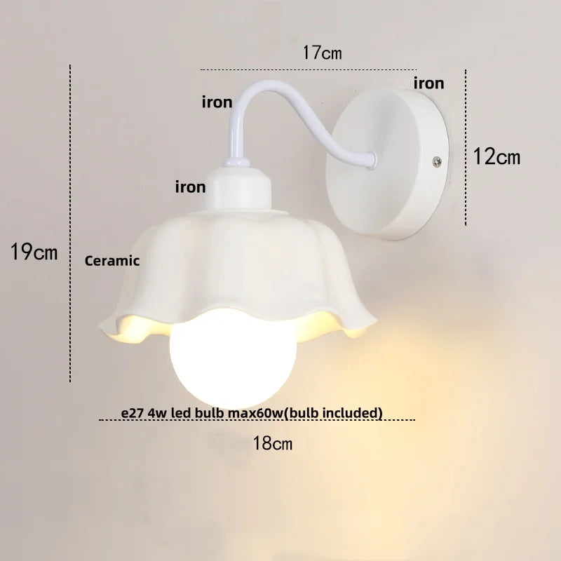 DecorBites™ Glass Iron LED Wall Sconce Pull Chain Switch Stair Light Fixture for Bedroom